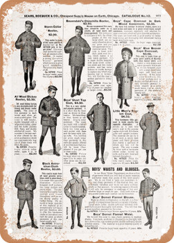 1902 Sears Catalog Men's Tailoring Page 949 - Rusty Look Metal Sign