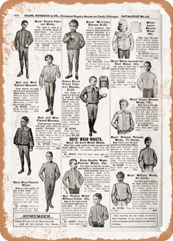 1902 Sears Catalog Men's Tailoring Page 950 - Rusty Look Metal Sign