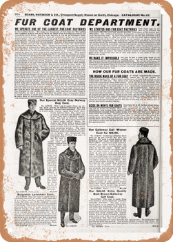 1902 Sears Catalog Men's Tailoring Page 952 - Rusty Look Metal Sign