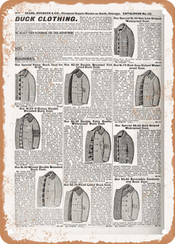 1902 Sears Catalog Men's Tailoring Page 956 - Rusty Look Metal Sign