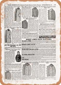 1902 Sears Catalog Men's Tailoring Page 957 - Rusty Look Metal Sign