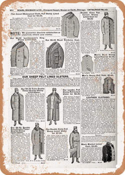 1902 Sears Catalog Men's Tailoring Page 958 - Rusty Look Metal Sign