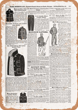 1902 Sears Catalog Men's Tailoring Page 959 - Rusty Look Metal Sign