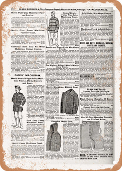 1902 Sears Catalog Men's Tailoring Page 960 - Rusty Look Metal Sign