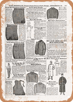 1902 Sears Catalog Men's Tailoring Page 961 - Rusty Look Metal Sign
