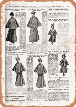 1902 Sears Catalog Women's Coats Page 967 - Rusty Look Metal Sign