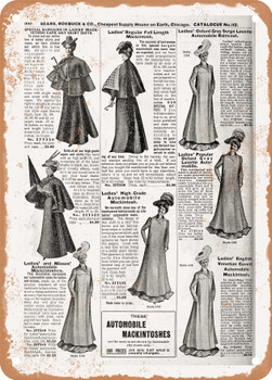 1902 Sears Catalog Women's Coats Page 968 - Rusty Look Metal Sign