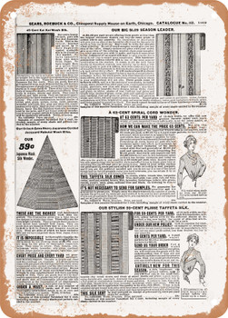 1902 Sears Catalog Dress Patterns Page 989 - Rusty Look Metal Sign