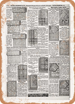 1902 Sears Catalog Linens Page 1002 - Rusty Look Metal Sign