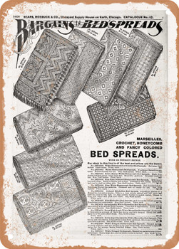 1902 Sears Catalog Linens Page 1006 - Rusty Look Metal Sign