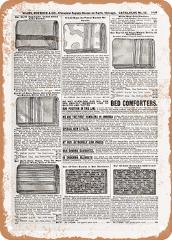 1902 Sears Catalog Comforters Page 1019 - Rusty Look Metal Sign