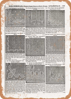 1902 Sears Catalog Lace Curtains Page 1023 - Rusty Look Metal Sign