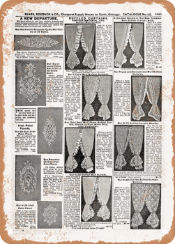 1902 Sears Catalog Lace Curtains Page 1025 - Rusty Look Metal Sign