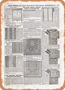 1902 Sears Catalog Lace Curtains Page 1027 - Rusty Look Metal Sign