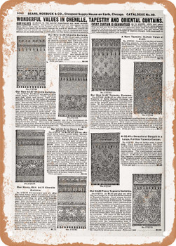 1902 Sears Catalog Curtains Page 1028 - Rusty Look Metal Sign