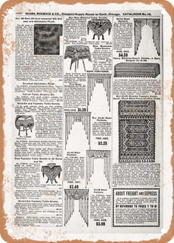 1902 Sears Catalog Curtains Page 1032 - Rusty Look Metal Sign