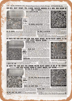 1902 Sears Catalog Carpets Page 1036 - Rusty Look Metal Sign