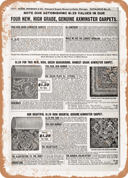 1902 Sears Catalog Carpets Page 1038 - Rusty Look Metal Sign