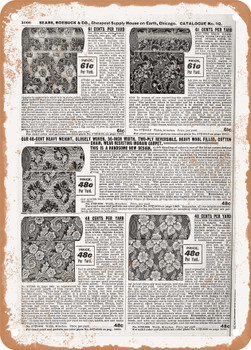 1902 Sears Catalog Carpets Page 1046 - Rusty Look Metal Sign