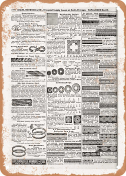 1902 Sears Catalog Braid Patterns Page 1058 - Rusty Look Metal Sign