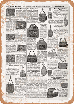 1902 Sears Catalog Purses Page 1066 - Rusty Look Metal Sign