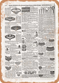 1902 Sears Catalog Belts Page 1068 - Rusty Look Metal Sign