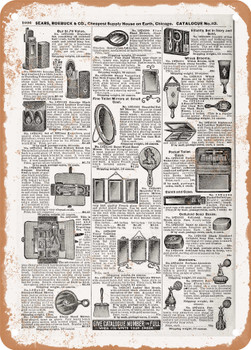 1902 Sears Catalog Brushes and Combs Page 1072 - Rusty Look Metal Sign