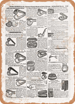 1902 Sears Catalog Tobacco Pipes Page 1085 - Rusty Look Metal Sign