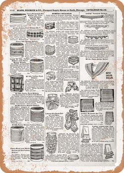 1902 Sears Catalog Collars Page 1092 - Rusty Look Metal Sign