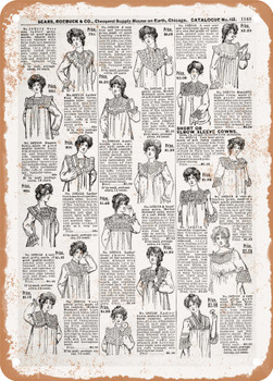 1902 Sears Catalog Women's Apparel Page 1117 - Rusty Look Metal Sign