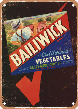 Bailiwick Santa Barbara County Vegetables - Rusty Look Metal Sign