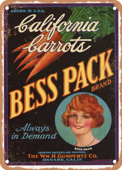 Bess Pack Oxnard Vegetables - Rusty Look Metal Sign