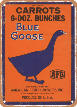 Blue Goose Vegetables - Rusty Look Metal Sign