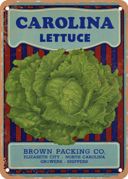 Carolina Lettuce Elizabeth City Vegetables - Rusty Look Metal Sign