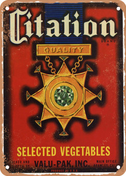 Citation Vegetables - Rusty Look Metal Sign