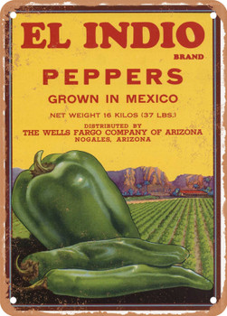 El Indio Peppers - Rusty Look Metal Sign