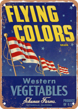 Flying Colors Watsonville Vegetables - Rusty Look Metal Sign