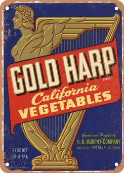 Gold Harp Imperial County Vegetables - Rusty Look Metal Sign