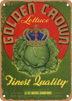 Golden Crown Watsonville Vegetables - Rusty Look Metal Sign