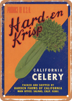 Hard-en Krisp Salinas Vegetables  - Rusty Look Metal Sign