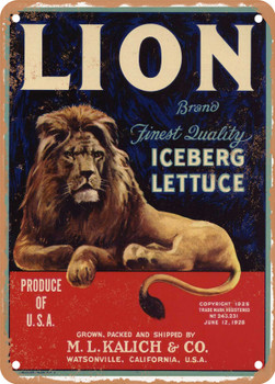 Lion Watsonville Vegetables  - Rusty Look Metal Sign