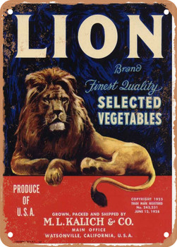 Lion Watsonville Vegetables - Rusty Look Metal Sign