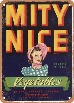 Mity Nice Salinas Vegetables - Rusty Look Metal Sign