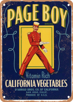 Page Boy San Jose Vegetables - Rusty Look Metal Sign