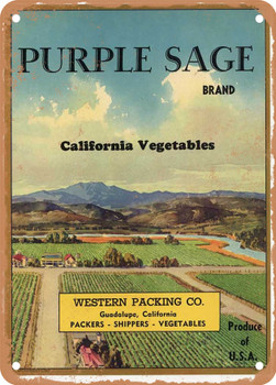 Purple Sage Vegetables - Rusty Look Metal Sign