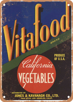 Vitafood Vegetables - Rusty Look Metal Sign