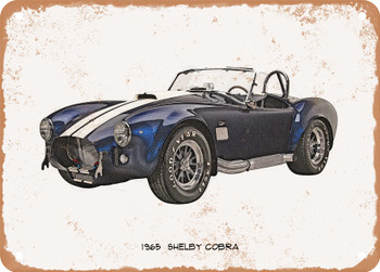1965 Shelby Cobra Pencil Sketch  - Rusty Look Metal Sign