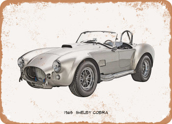 1965 Shelby Cobra Pencil Sketch   2 - Rusty Look Metal Sign