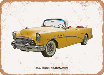 1954 Buick Roadmaster Oil Painting - Rusty Look Metal Sign