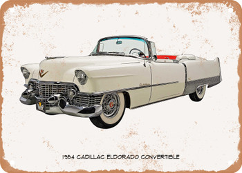 1954 Cadillac Eldorado Convertible Oil Painting - Rusty Look Metal Sign